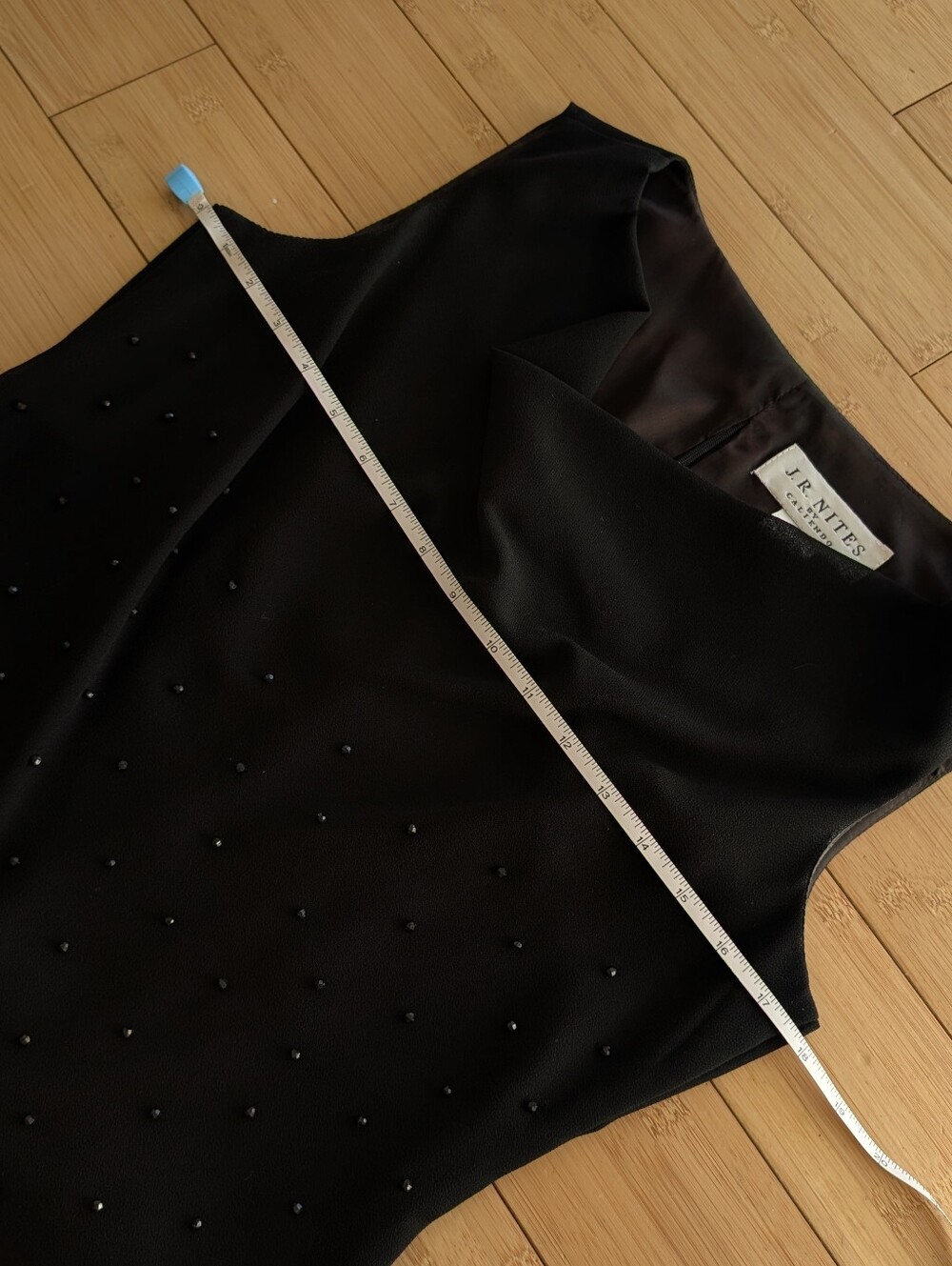 JR Nites Vintage Black Beaded Sleeveless Evening Blouse - Picture 6 of 7